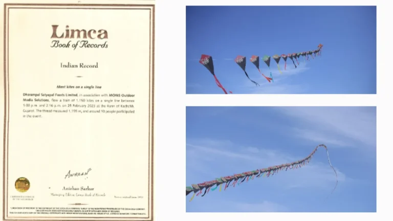 MOMS and DS Group’s partnership has achieved the Limca Book of Records for flying the most kites on a single line